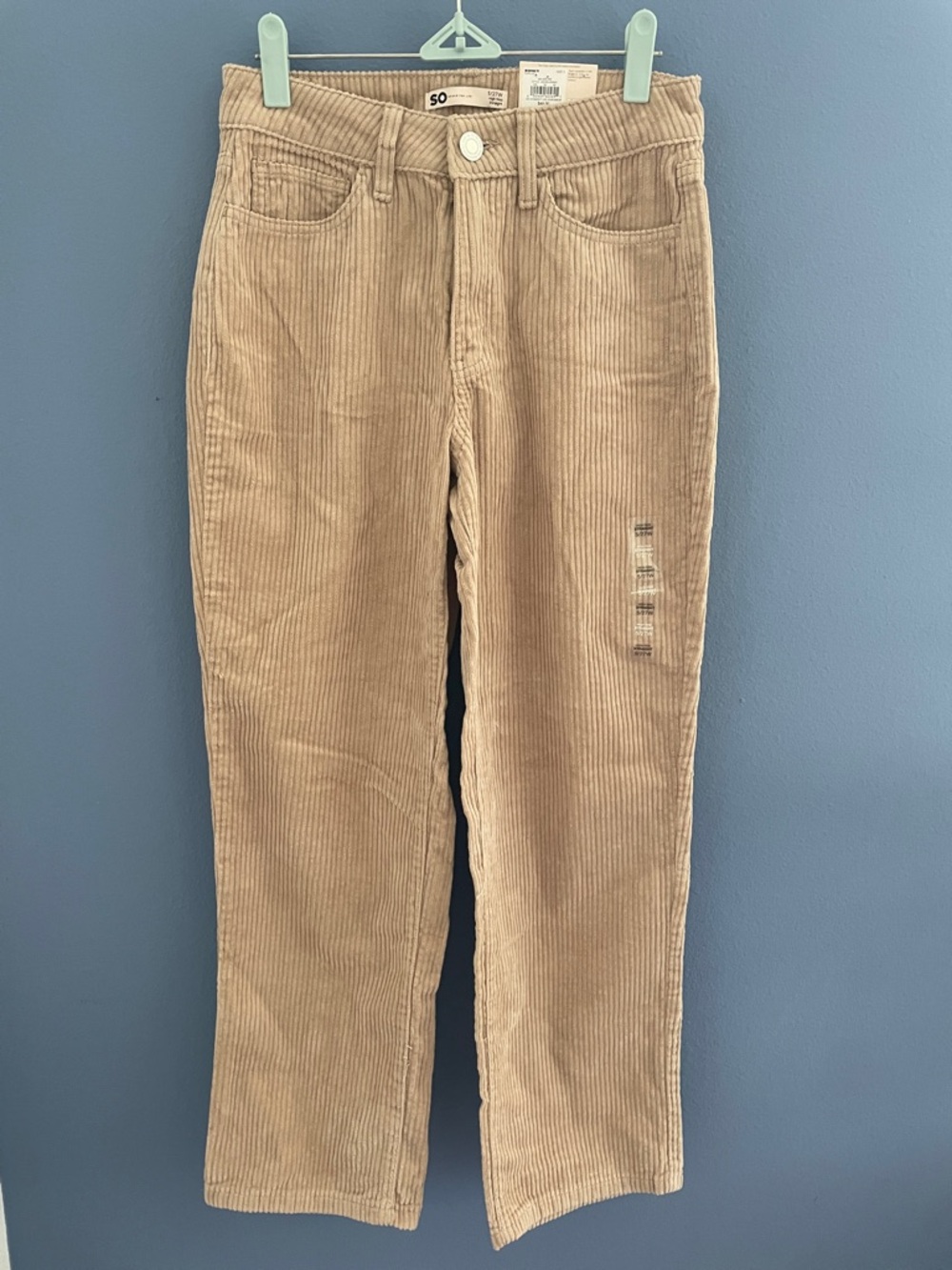 SO Womens Corduroy Straight-Leg Pants - Beige Tan